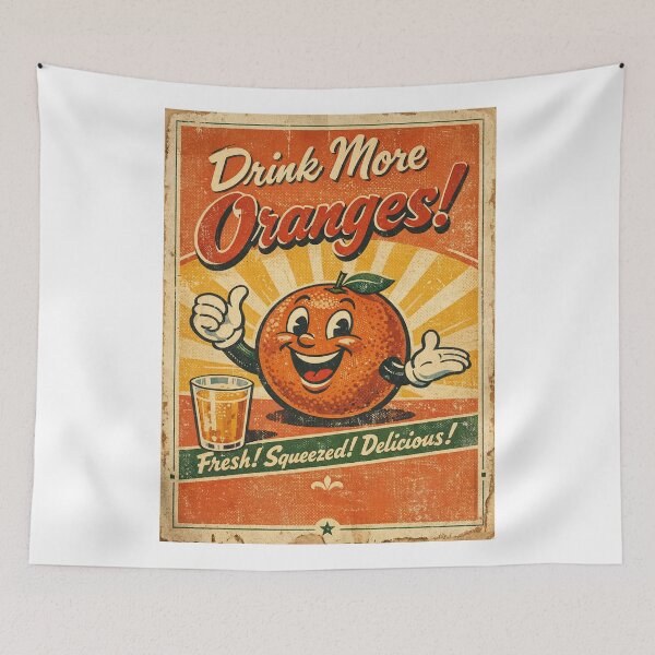 Item preview, Drink More Oranges – Retro Freshness designed and sold by ForeverPrintsOK.