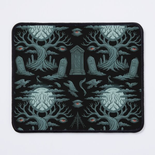 Item preview, Dark Gothic Halloween Ravens Moonlit Graveyard Seamless Pattern designed and sold by Midnight Veil Designs.