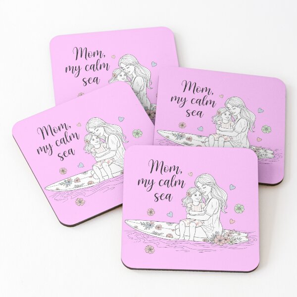 Item preview, Mom, My Calm Sea – Mother and Daughter Sitting on Surfboard designed and sold by Sea Gem.