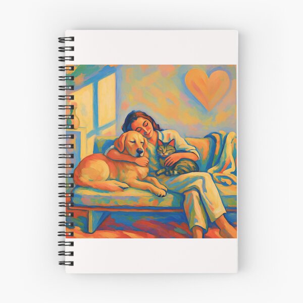 Item preview, Quiet Embrace – Woman, Golden Retriever & Cat in Minimalist Serenity #5 designed and sold by Helios Be. Lavsh.