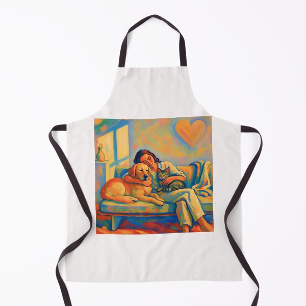 Item preview, Quiet Embrace – Woman, Golden Retriever & Cat in Minimalist Serenity #5 designed and sold by Helios Be. Lavsh.
