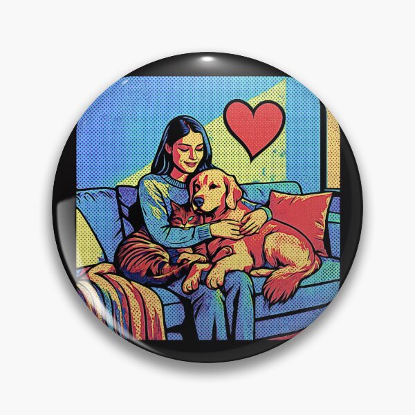 Item preview, Quiet Embrace – Woman, Golden Retriever & Cat in Minimalist Serenity #6 designed and sold by Helios Be. Lavsh.