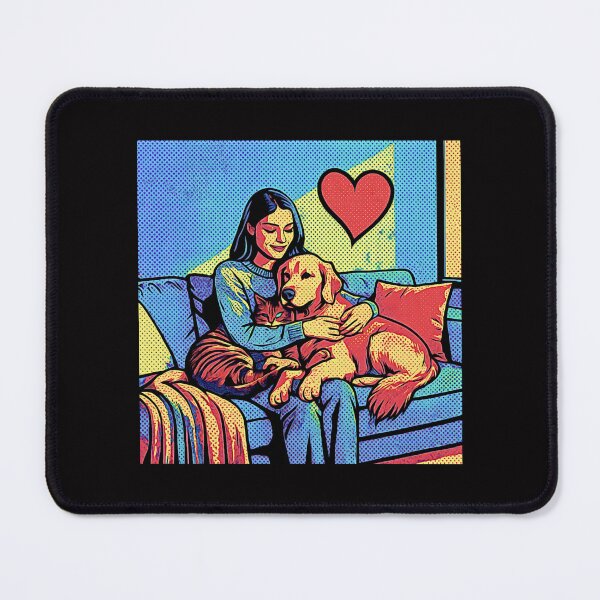 Item preview, Quiet Embrace – Woman, Golden Retriever & Cat in Minimalist Serenity #6 designed and sold by Helios Be. Lavsh.
