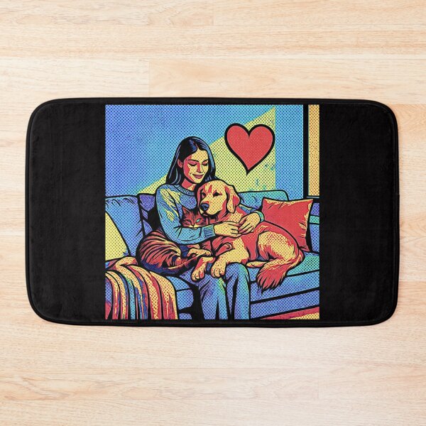 Item preview, Quiet Embrace – Woman, Golden Retriever & Cat in Minimalist Serenity #6 designed and sold by Helios Be. Lavsh.