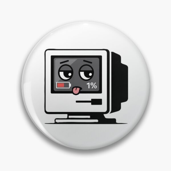 Artikelvorschau, Retro-Computer, schwacher Akku (1 Prozent) entworfen und verkauft von ViralVibeLab.