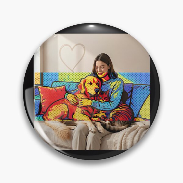 Item preview, Quiet Embrace – Woman, Golden Retriever & Cat in Minimalist Serenity #7 designed and sold by Helios Be. Lavsh.