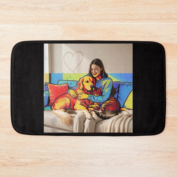 Item preview, Quiet Embrace – Woman, Golden Retriever & Cat in Minimalist Serenity #7 designed and sold by Helios Be. Lavsh.