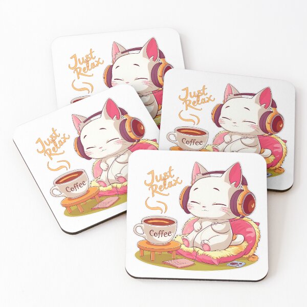 Item preview, Cute Kawaii Kitty and coffee time Just relax designed and sold by madevdine.