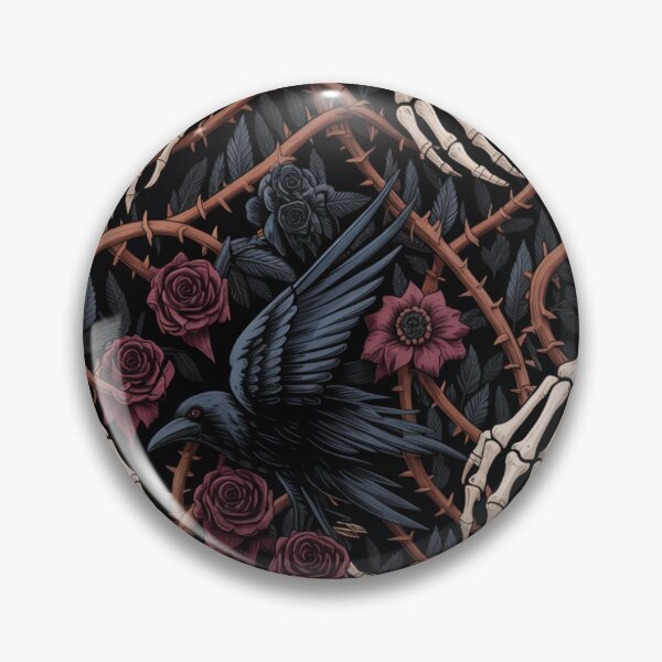 Item preview, Dark Gothic Ravens Skeleton Hands Thorn Roses Seamless Pattern designed and sold by Midnight Veil Designs.