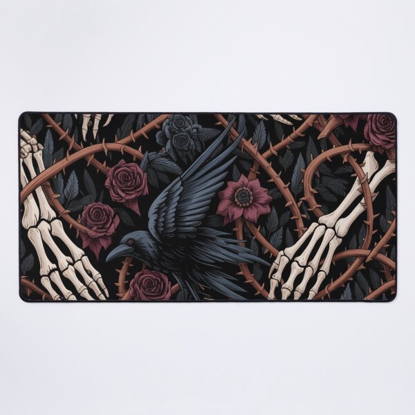 Item preview, Dark Gothic Ravens Skeleton Hands Thorn Roses Seamless Pattern designed and sold by Midnight Veil Designs.