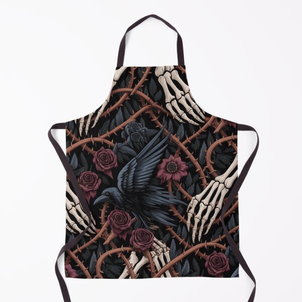 Item preview, Dark Gothic Ravens Skeleton Hands Thorn Roses Seamless Pattern designed and sold by Midnight Veil Designs.
