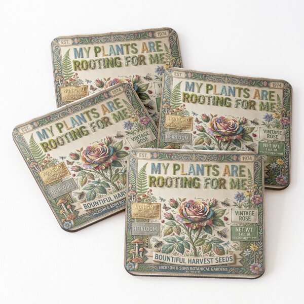 Item preview, My Plants Are Rooting For Me | Vintage Embroidered Seed Packet Rainbow Rose designed and sold by By Dana Studio.