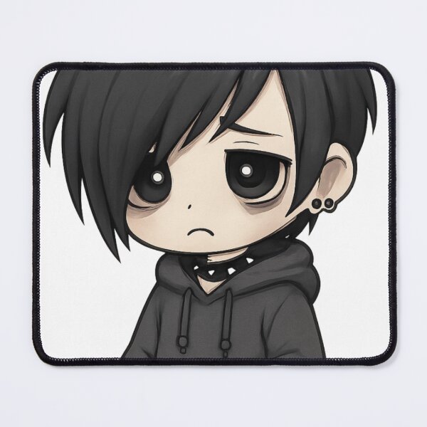 Item preview, Creepy Cute Emo Boy Kawaii Goth Aesthetic Sad Anime Sticker designed and sold by LumereAndCoeur.