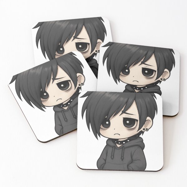 Item preview, Creepy Cute Emo Boy Kawaii Goth Aesthetic Sad Anime Sticker designed and sold by LumereAndCoeur.