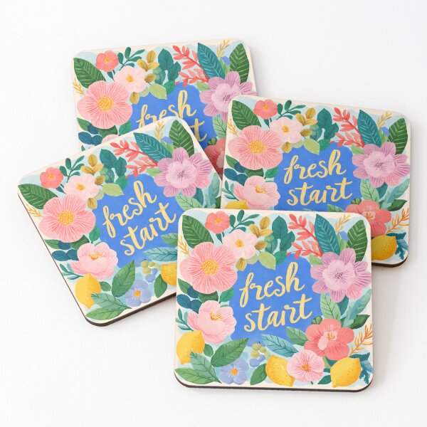 Item preview, “Fresh Start” Inspirational Quote with Floral Design designed and sold by BobaBunny76.