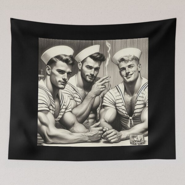 Item preview, 1940s Vintage Sailors "Shoreleave" San Francisco Tom of Finland Tribute Gay Pride Graphic Design designed and sold by ItsAKinkThing.