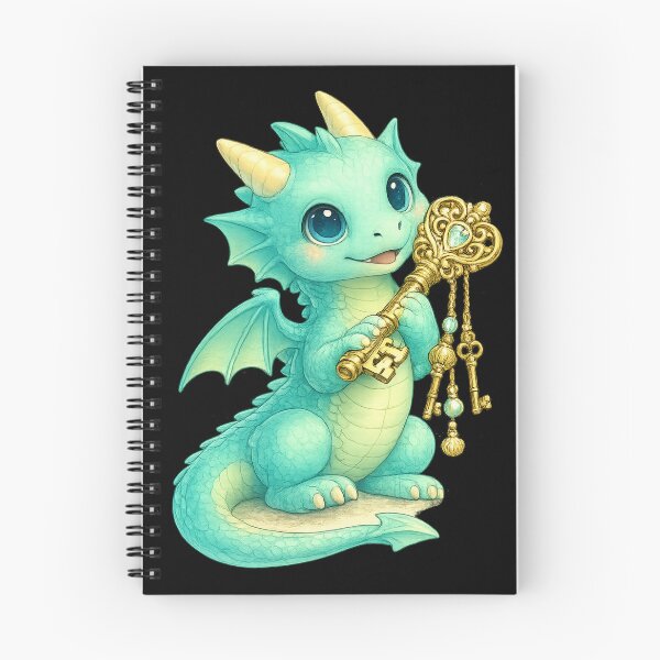 Artikelvorschau, Niedlicher türkisfarbener Babydrache mit magischen Schlüsseln entworfen und verkauft von Hatchling Hollow.