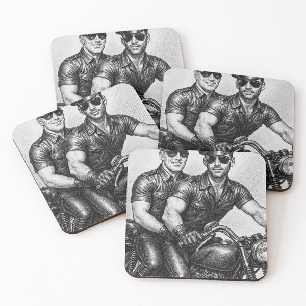Item preview, Vintage Cool Guys Gay Leather Bikers Ride Harder Tom of Finland Tribute Berlin German Pride Defiant Currency Tom of Finland Tribute Gay Pride Graphic Design designed and sold by ItsAKinkThing.