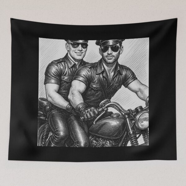 Item preview, Vintage Cool Guys Gay Leather Bikers Ride Harder Tom of Finland Tribute Berlin German Pride Defiant Currency Tom of Finland Tribute Gay Pride Graphic Design designed and sold by ItsAKinkThing.