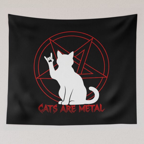 Item preview, Occult White Cat Pentagram, Hail Meowtin - Heavy Metal Cat Silhouette, Cats Are Metal  designed and sold by CrisMor-Art.