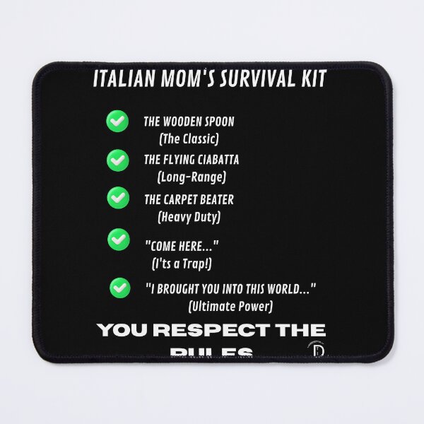 Item preview, Funny Italian Mom Retro Discipline Kit - Surviving Childhood Shirt Black Version designed and sold by TheItaliandilemma.