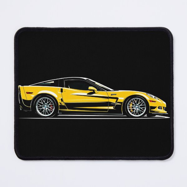 Item preview, Chevrolet Corvette ZR1 C6 – Yellow Modern Muscle Car Side Profile Illustration designed and sold by Stinky Lincy's Apparel Company.