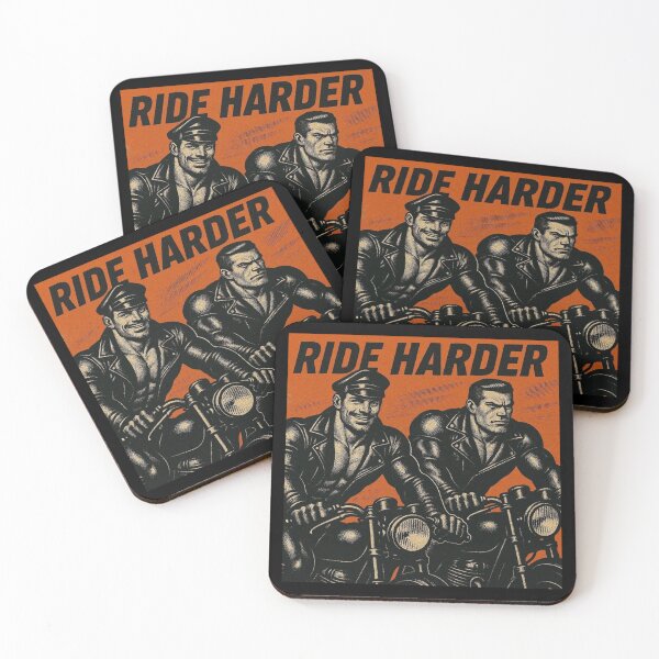 Item preview, Retro Gay Leather Bikers Ride Harder 2! Tom of Finland Tribute Twisted Leather Poster Design  designed and sold by ItsAKinkThing.