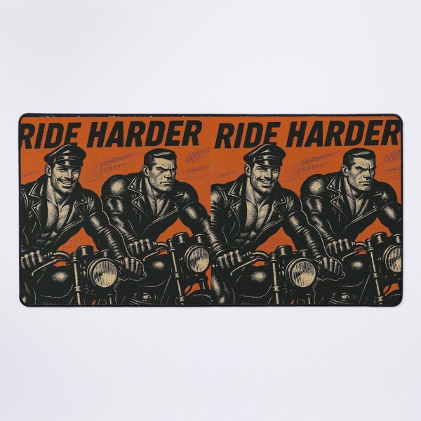 Item preview, Retro Gay Leather Bikers Ride Harder 2! Tom of Finland Tribute Twisted Leather Poster Design  designed and sold by ItsAKinkThing.