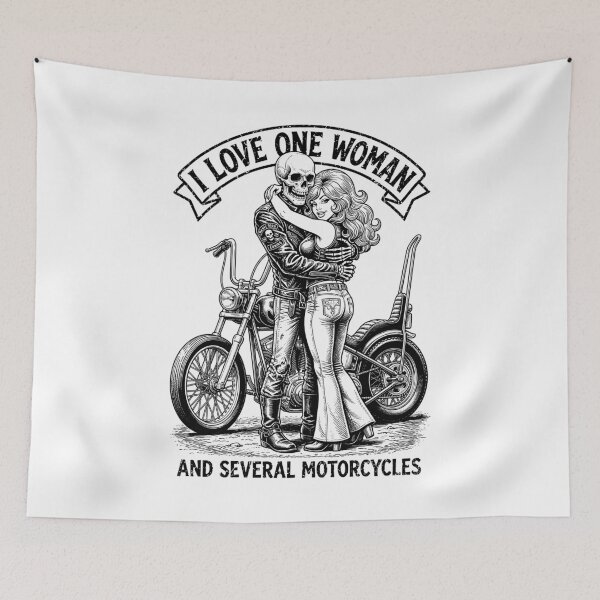 Item preview, I Love One Woman Motorcycle Skeleton Biker Funny Motorcycles designed and sold by GrandeDuc.