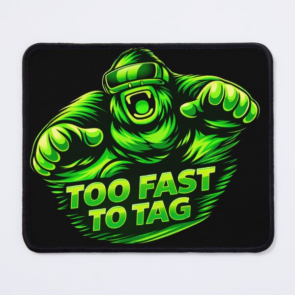 Item preview, Too Fast to Tag – VR Gorilla Gamer Design (Green Neon) designed and sold by JustJaxGaming.