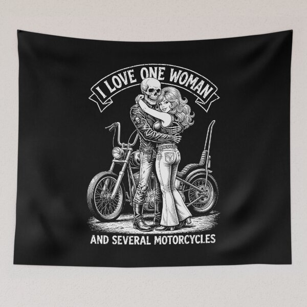 Item preview, I Love One Woman Motorcycle Skeleton Biker Funny Motorcycles designed and sold by GrandeDuc.