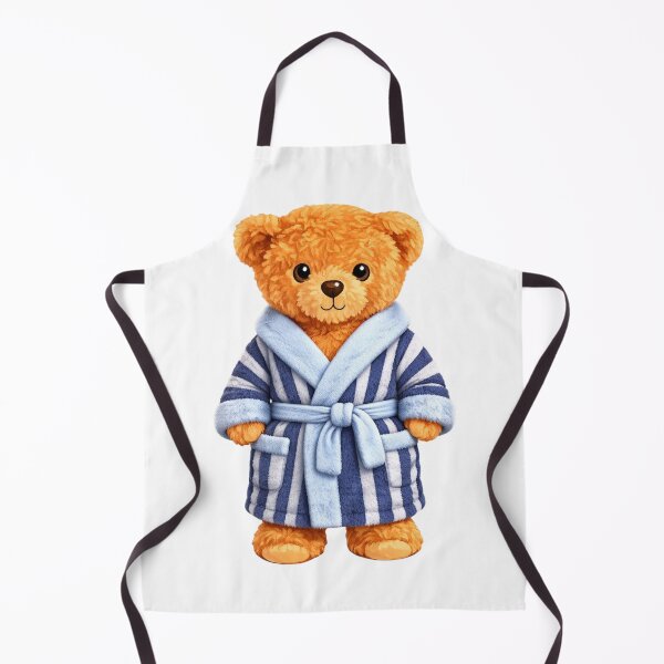 Item preview, Cute Teddy Bear in Blue Striped Bathrobe - Cozy Self Care Mascot designed and sold by CuteBear87.