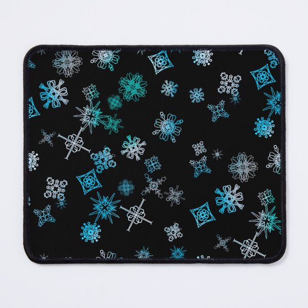 Item preview, Abstract Cyan Snowflake Pattern on Black - Geometric Winter Illustration designed and sold by TheArtOfTreble.
