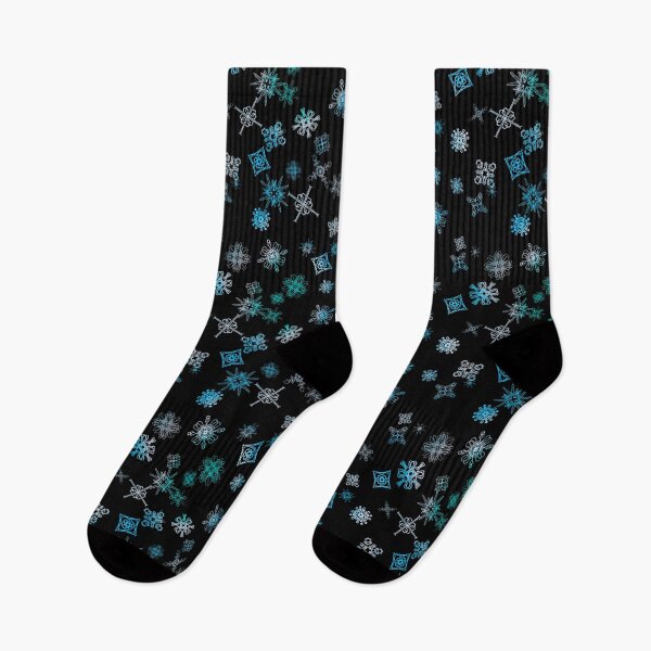 Item preview, Abstract Cyan Snowflake Pattern on Black - Geometric Winter Illustration designed and sold by TheArtOfTreble.