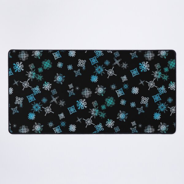 Item preview, Abstract Cyan Snowflake Pattern on Black - Geometric Winter Illustration designed and sold by TheArtOfTreble.