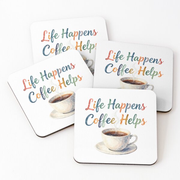 Item preview, Life Happens Coffee Helps – Watercolor Coffee Lover Quote Design designed and sold by Silaris Designs.