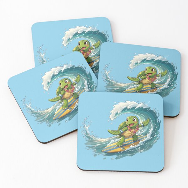 Item preview, Kawaii Anime Sea Turtle Surfing Big Wave designed and sold by WalterAdd.