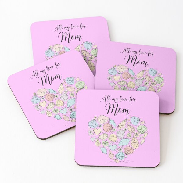 Item preview, All My Love for Mom – Seashell and Floral Heart Design designed and sold by Sea Gem.