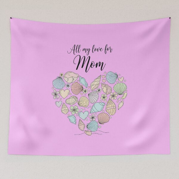 Item preview, All My Love for Mom – Seashell and Floral Heart Design designed and sold by Sea Gem.