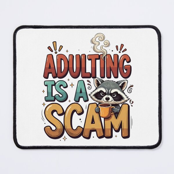 Item preview, Adulting Is A Scam Grumpy Raccoon Coffee Art designed and sold by TshirtsOnline-.