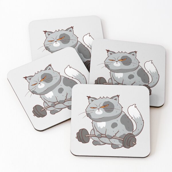 Item preview, Gym cat, grumpy gym cat, cute angry Kitty workout illustration  designed and sold by Madzilla Wear.