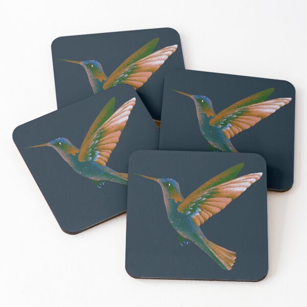 Artikelvorschau, Schillernder blau-oranger Kolibri – Lebhafte Flugillustration entworfen und verkauft von TheArtOfTreble.