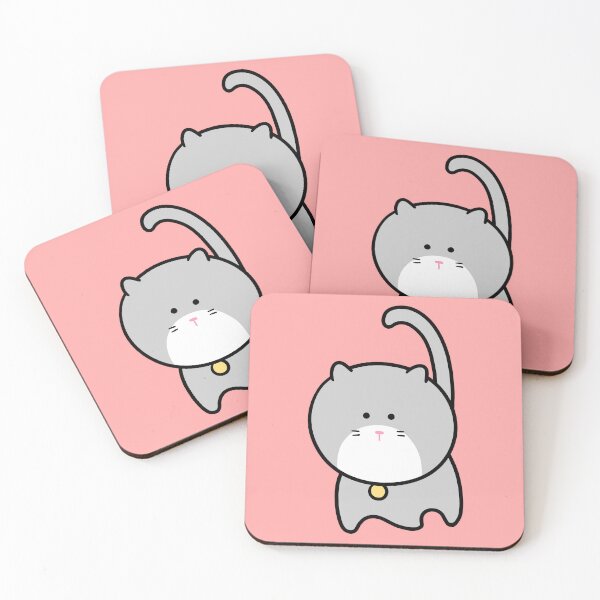 Item preview, Kawaii Grey Cat with Bell Sticker & Design designed and sold by ubborn.