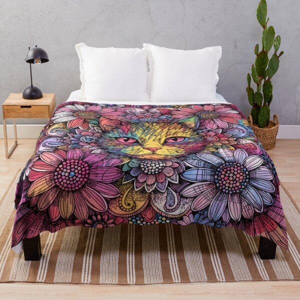 Artikelvorschau, Floral Mandala Art cat – Intricate Flower Mandala Design entworfen und verkauft von Anime9122.