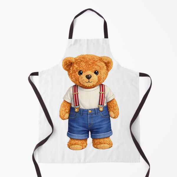 Item preview, Cute Preppy Teddy Bear in Denim Shorts & Red Suspenders - Vintage Mascot designed and sold by CuteBear87.