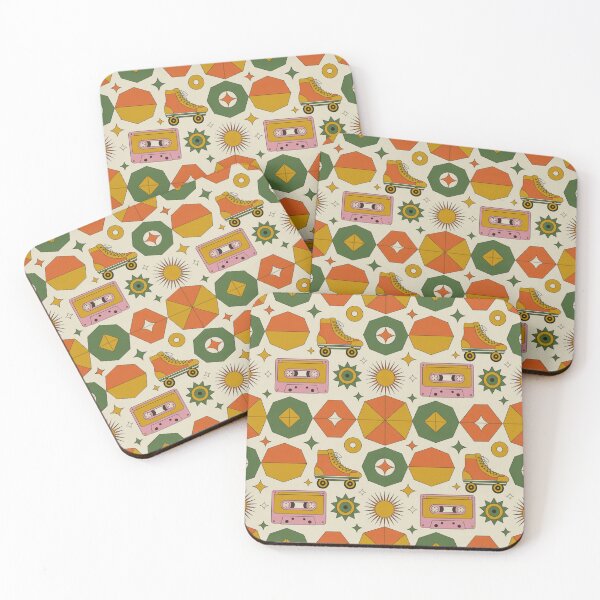 Item preview, Retro 80s Rollerskates Cassettes Geometric Seamless Pattern designed and sold by Midnight Veil Designs.