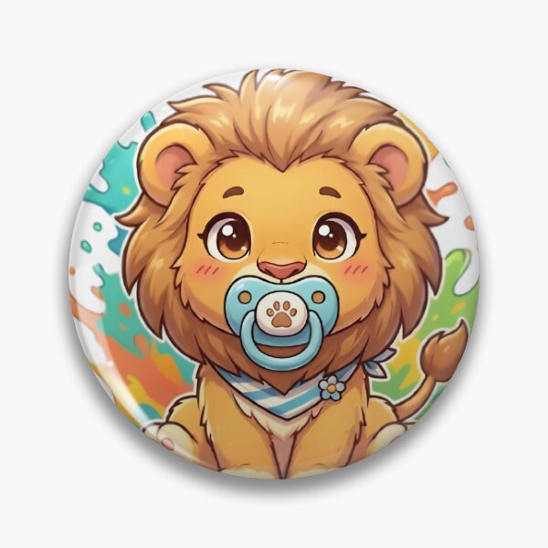 Item preview, Kawaii Anime Baby Lion with Pacifier and Color Splatter designed and sold by WalterAdd.