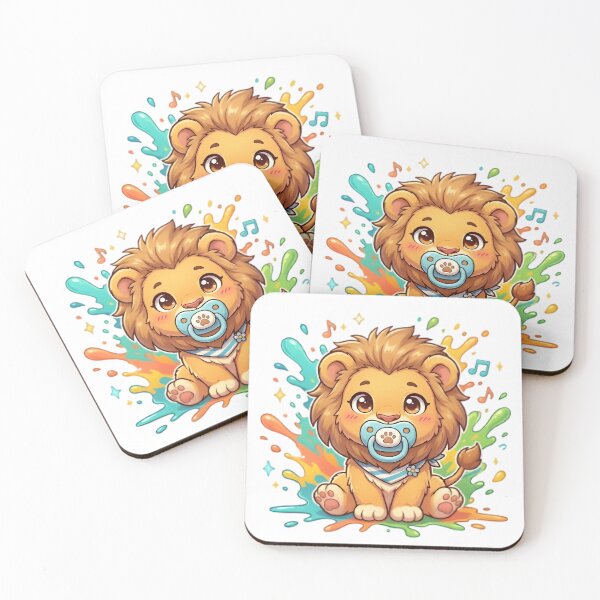 Item preview, Kawaii Anime Baby Lion with Pacifier and Color Splatter designed and sold by WalterAdd.