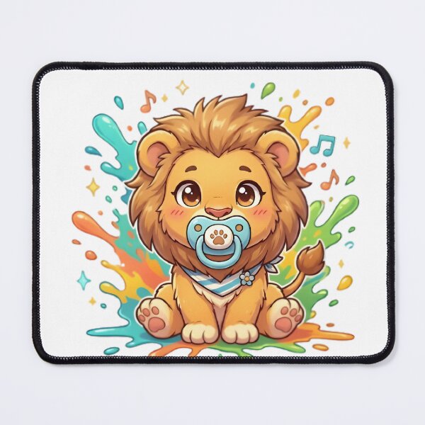 Item preview, Kawaii Anime Baby Lion with Pacifier and Color Splatter designed and sold by WalterAdd.
