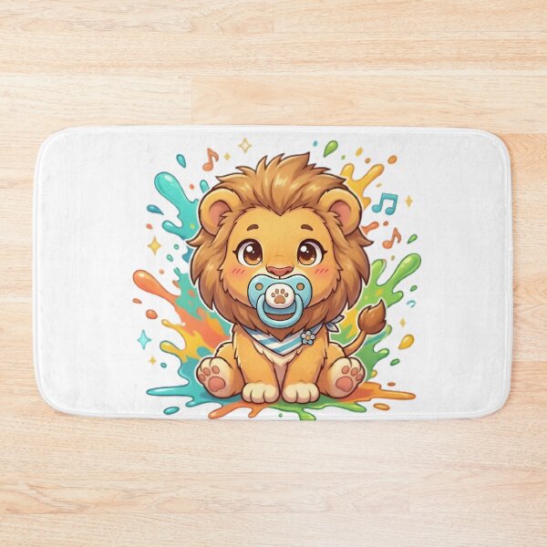 Item preview, Kawaii Anime Baby Lion with Pacifier and Color Splatter designed and sold by WalterAdd.